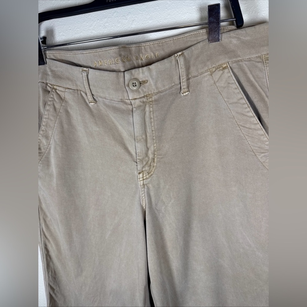American Eagle Women's Skater Trouser Khaki Baggy Wide Leg Pants Tan Sz 16 Short - Picture 4 of 10